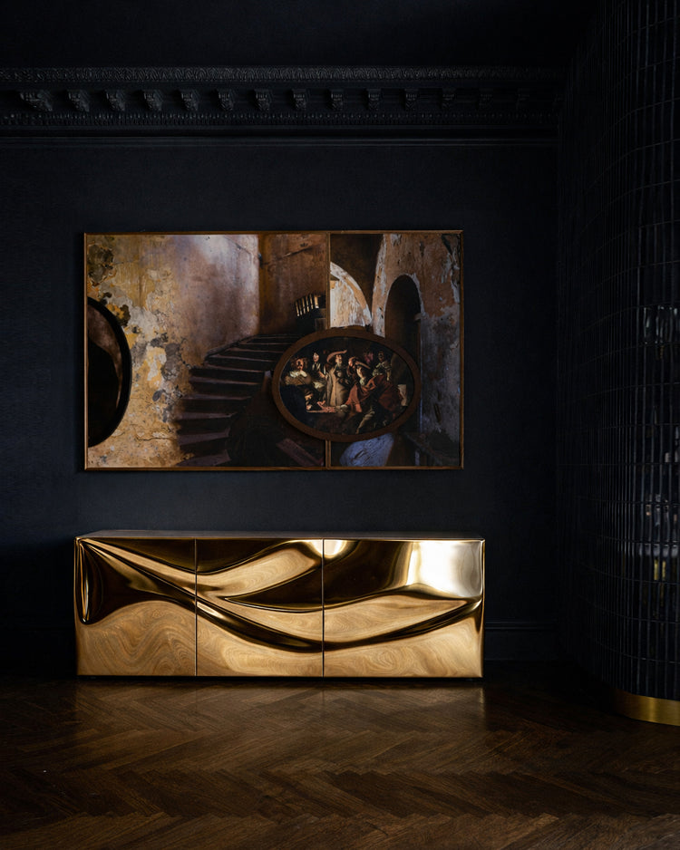 Radiance statement furniture piece styled in modern classic interior with neutral tones.