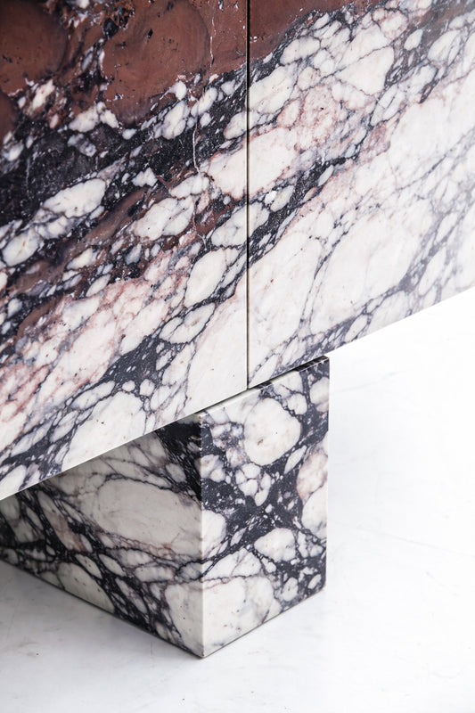 Luxury Calacatta Viola marble sideboard inspired by Greek mythology