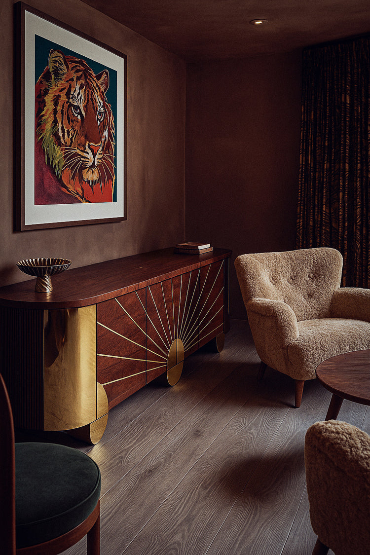Art Deco walnut and brass sideboard by Hekla Property