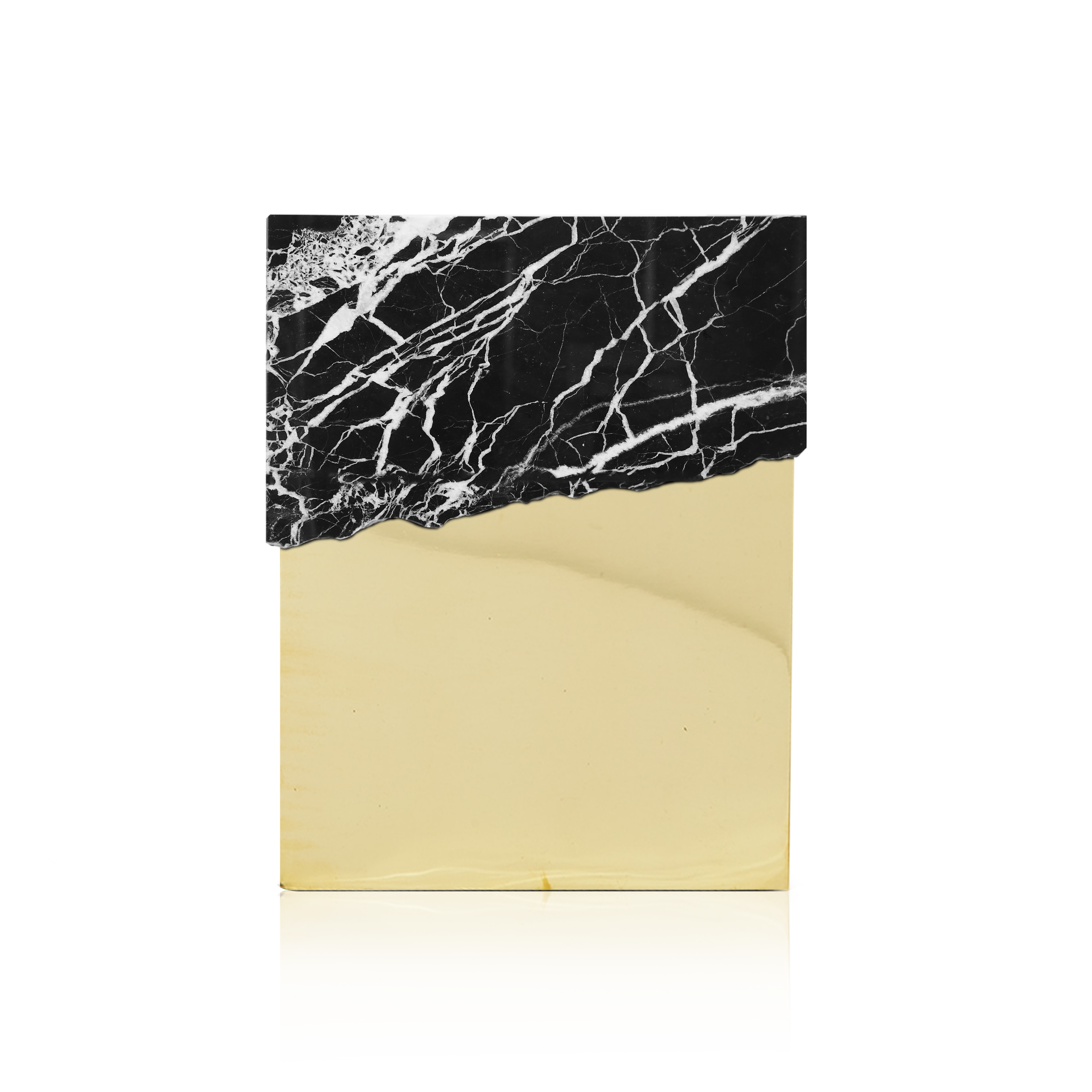 GODAFOSS SIDE TABLE.brass.black marble