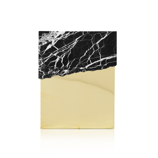 GODAFOSS SIDE TABLE.brass.black marble