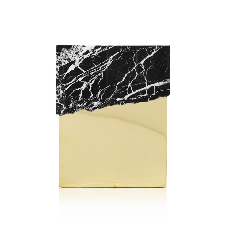 GODAFOSS SIDE TABLE.brass.black marble