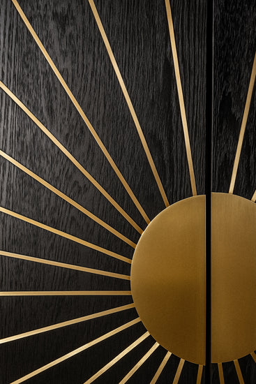 Luxury Art Deco wardrobe by Hekla Property with brass base.