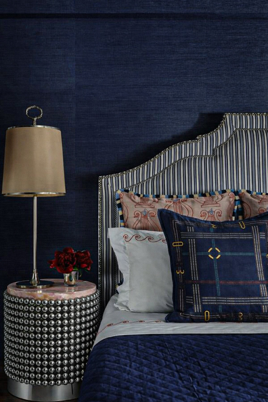 Statement side table from the Lustra Collection with stone or wood top.