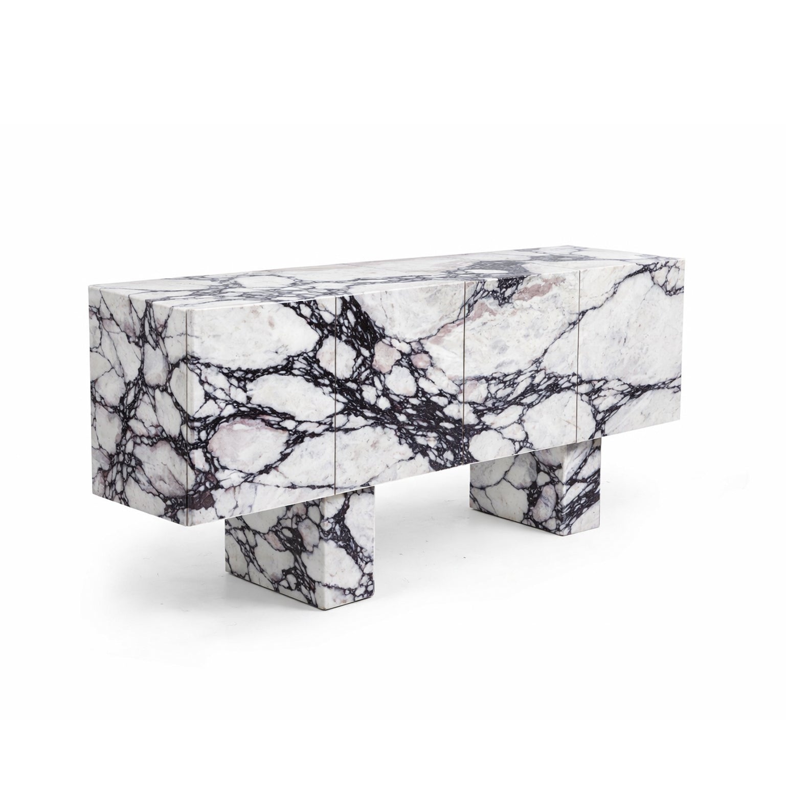Calacatta Viola marble cabinet with natural ash interior