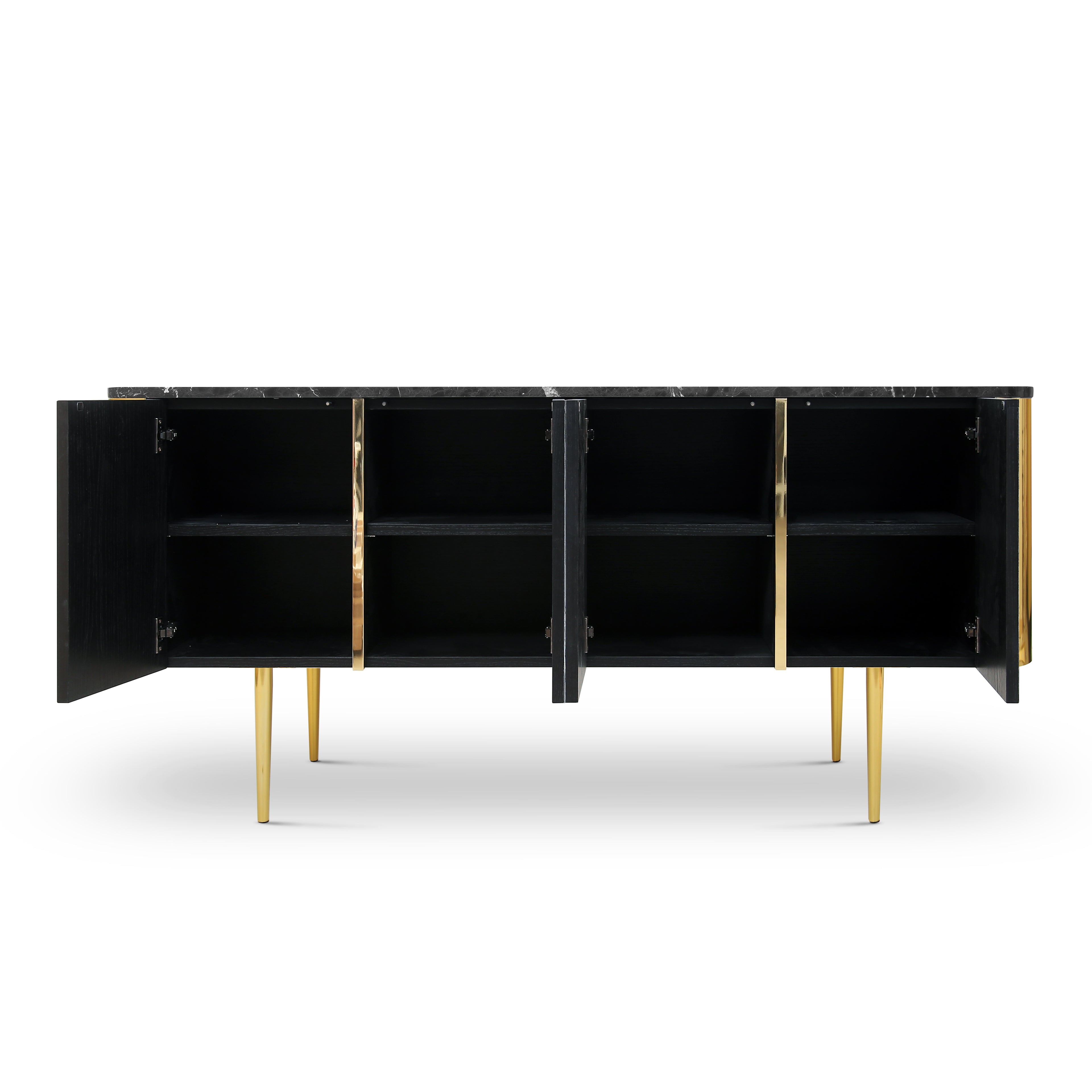 Hekla Property Feast Sideboard – artistic storage furniture in Nero Marquina marble.