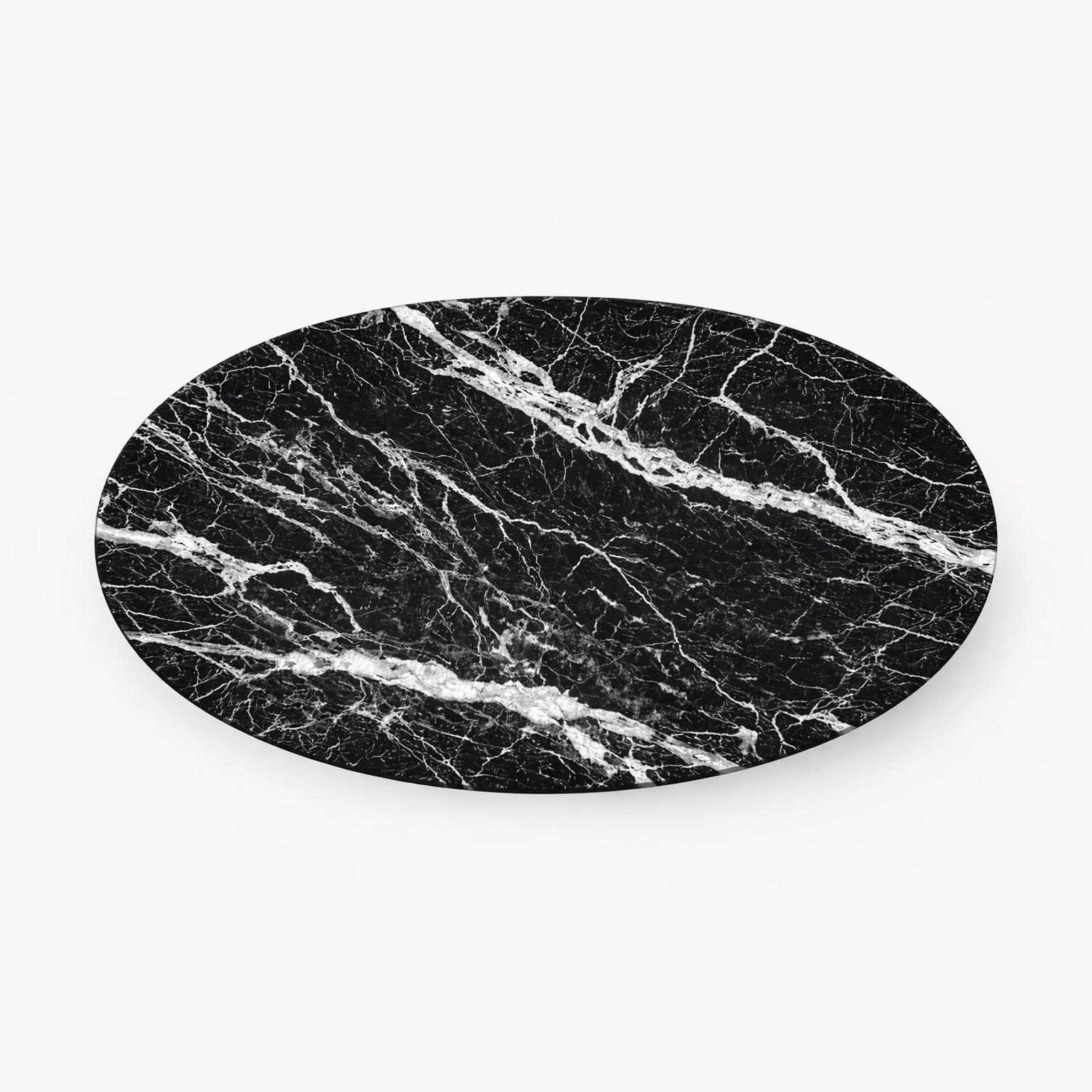Black marble oval stone on a white background