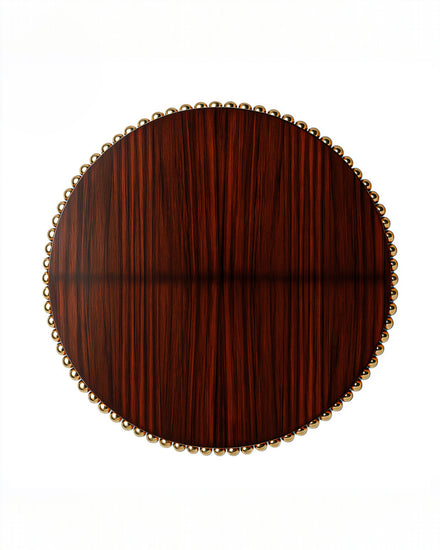 Top-down view of Lustra Coffee Table showing circular Macassar ebony surface.