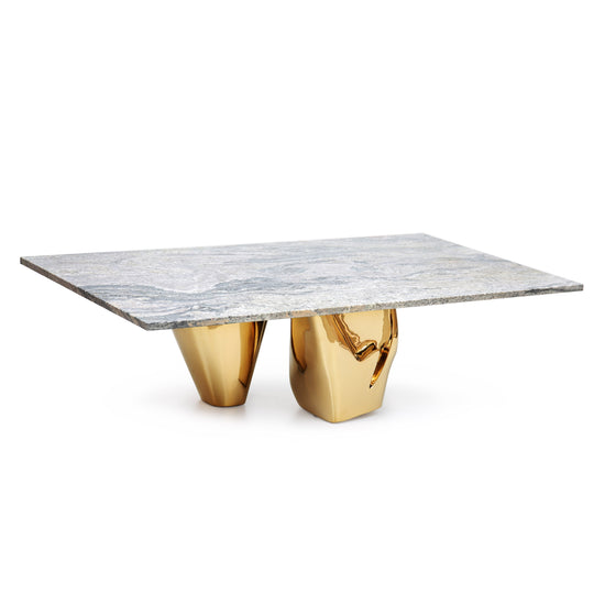 Modern luxury granite and stainless steel coffee table by Hekla Property.