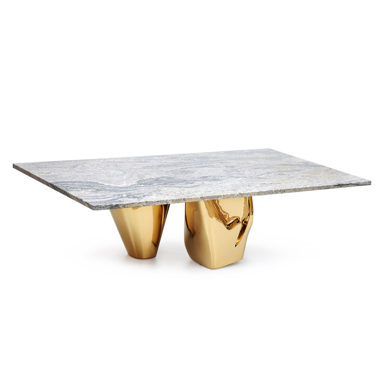 Modern luxury granite and stainless steel coffee table by Hekla Property.