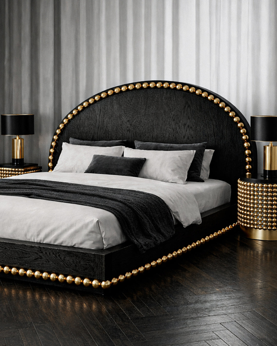 Art Deco inspired black ash bed by Hekla Property