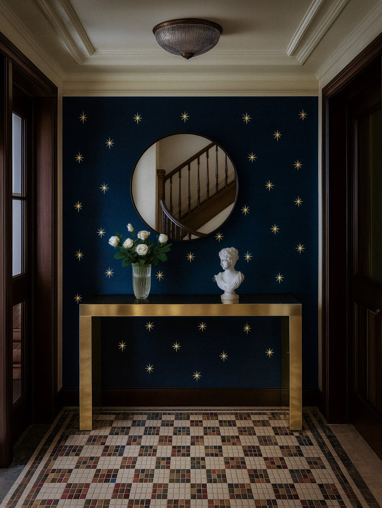 Nova Console shown against dark blue star-patterned wall in refined interior.