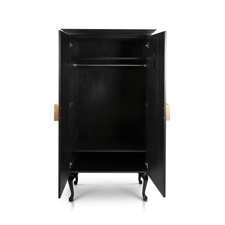 Elegant wardrobe blending traditional sculpture and modern craftsmanship.