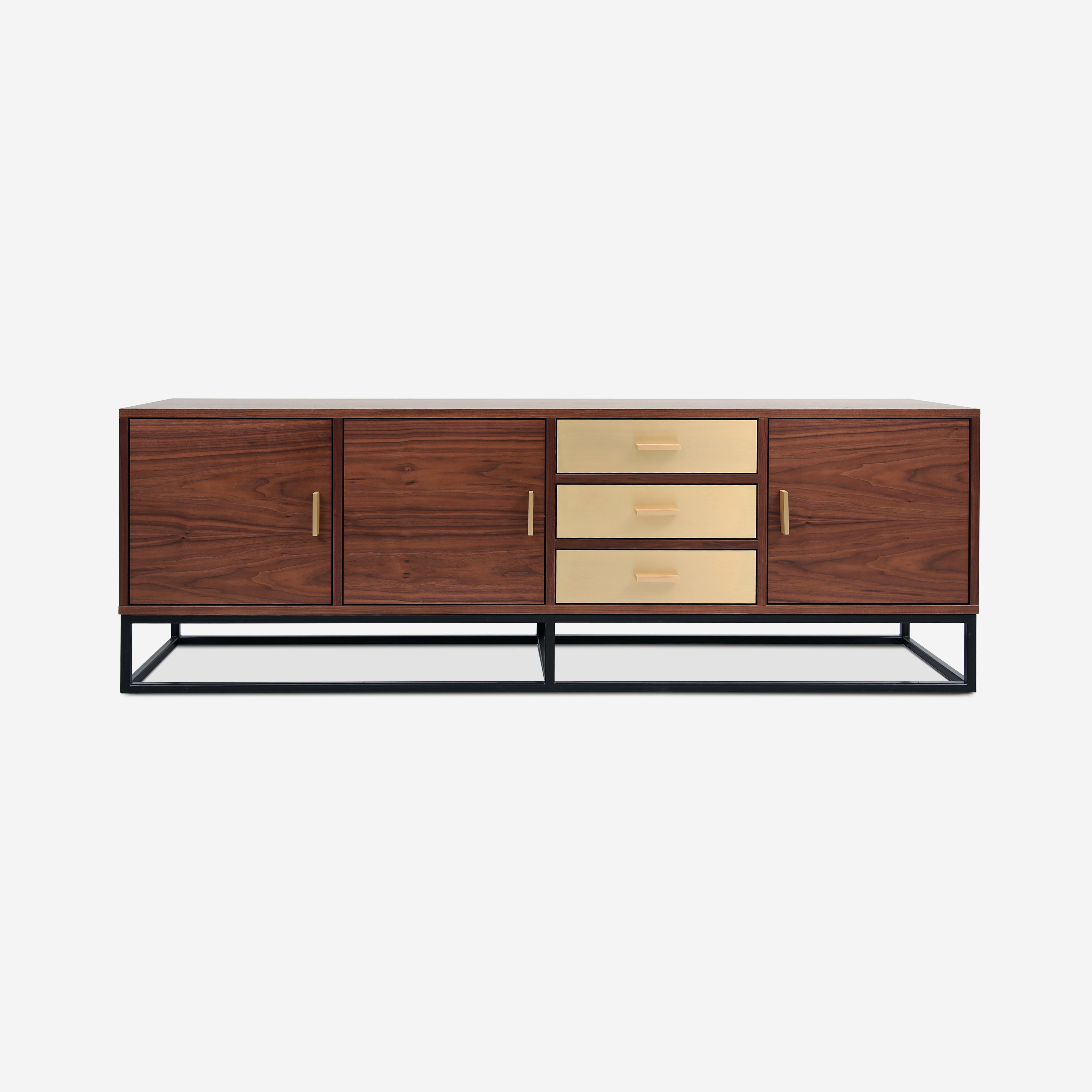Kópavogur Sideboard in American walnut veneer and brushed brass