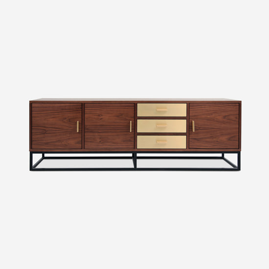 Kópavogur Sideboard in American walnut veneer and brushed brass