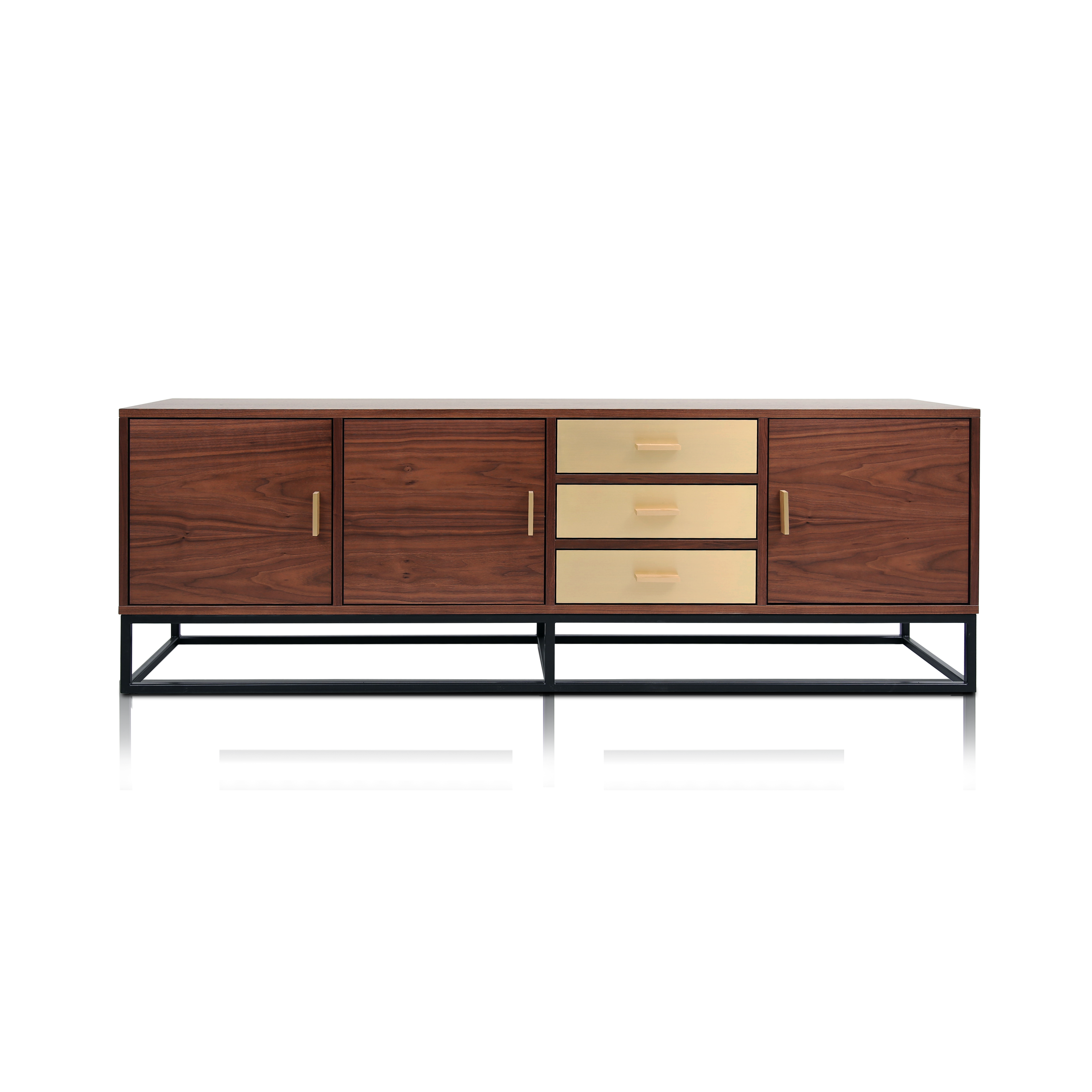 Kópavogur Sideboard in American walnut veneer and brushed brass