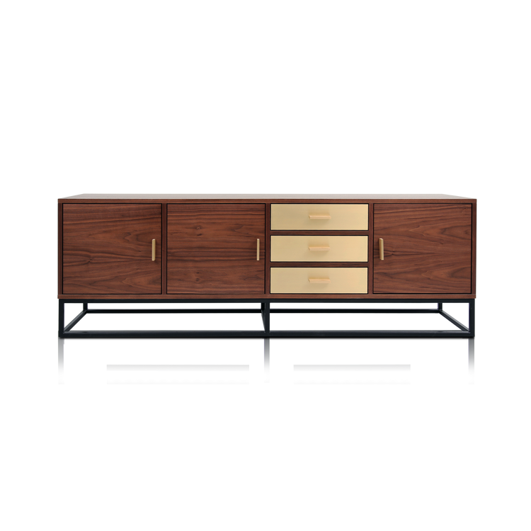 Kópavogur Sideboard in American walnut veneer and brushed brass